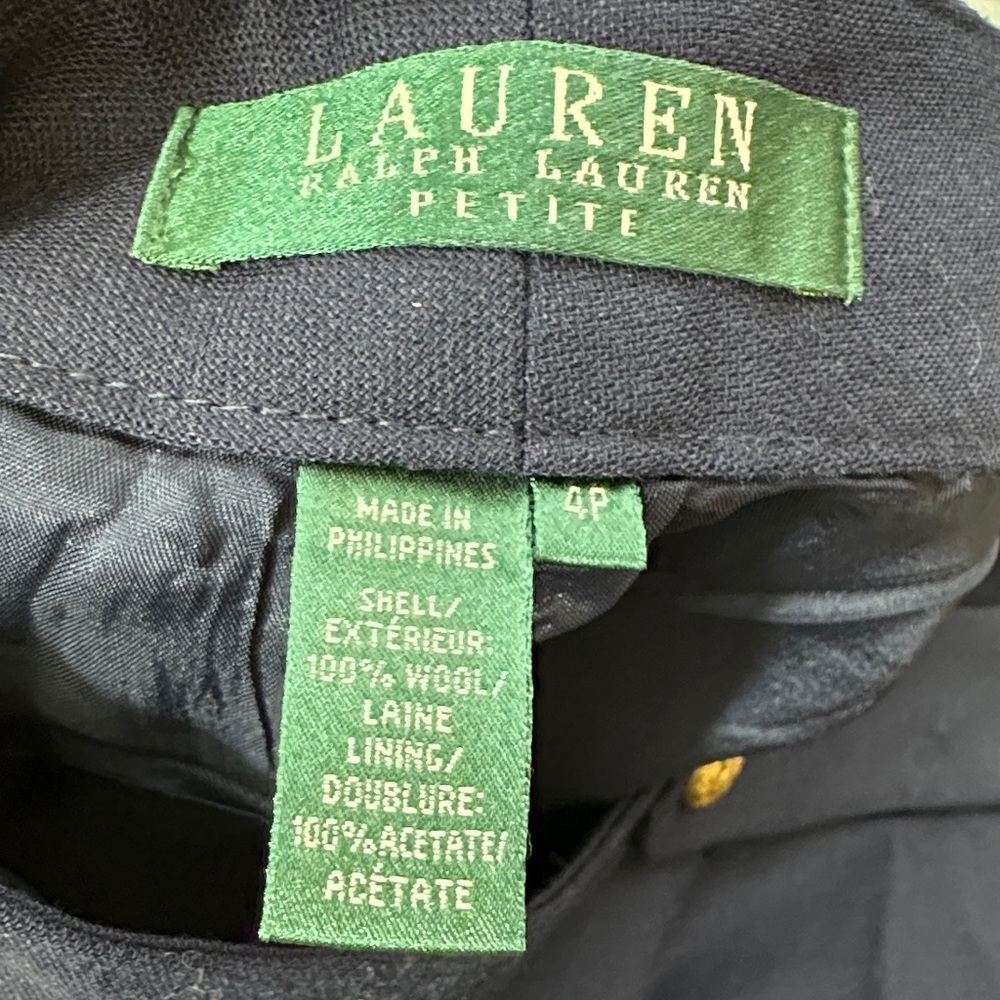 Lauren Ralph Lauren Navy Wool Tailored Dress Pants Petite 4P - Picture 2 of 6